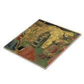 星学者の崇敬、predellaの窓ガラスからの詳細 タイル (側面)