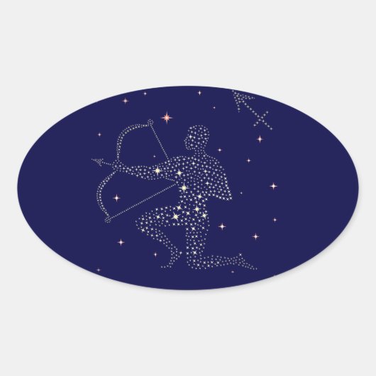 星射手座 楕円形シール (正面)