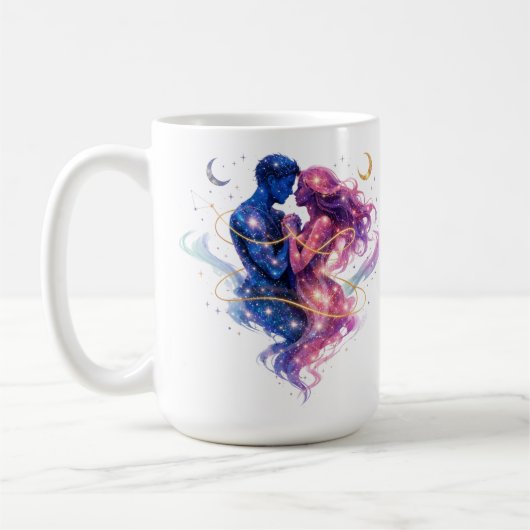 星屑と運命の宇宙的な抱擁 コーヒーマグカップ (左)