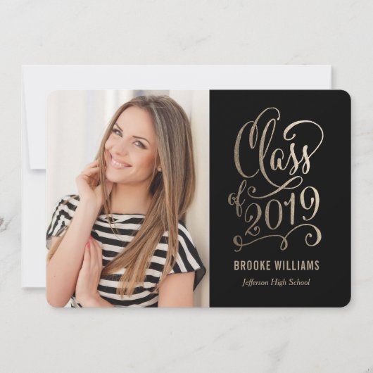 星年の編集可能なカラーの卒業 招待状 (正面)