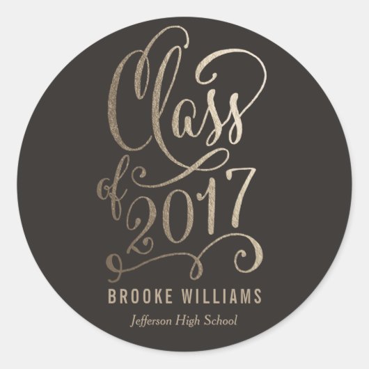 星年編集可能カラー卒業ステッカー ラウンドシール (正面)