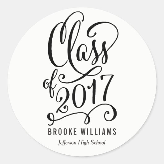 星年編集可能カラー卒業ステッカー ラウンドシール (正面)