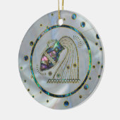 星座のアクエリアスの(占星術の)十二宮図の金ゴールドのアワビ セラミックオーナメント (左)