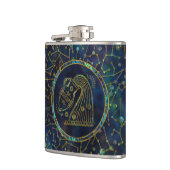 星座のアクエリアスの(占星術の)十二宮図の金ゴールドのアワビ フラスク (左)