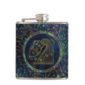 星座のアクエリアスの(占星術の)十二宮図の金ゴールドのアワビ フラスク (正面)