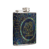 星座のアクエリアスの(占星術の)十二宮図の金ゴールドのアワビ フラスク (右)