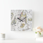 星座のプレートVIIIの地図 スクエア壁時計 (ホーム)