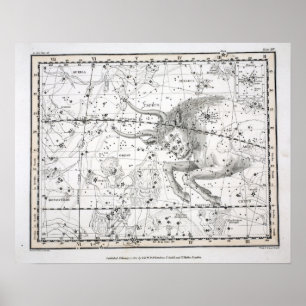 星座のプレートXIVの地図 ポスター