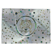 星座のレオの(占星術の)十二宮図の金ゴールドのアワビ ラージペーパーバッグ (裏面)