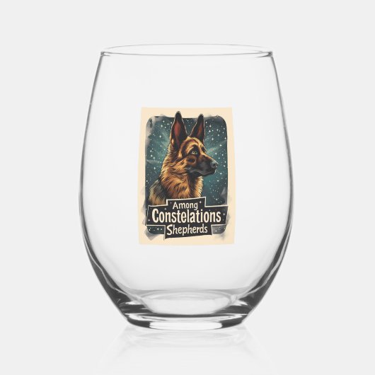 星座の中のドイツの羊飼い ステムなしワイングラス (正面)