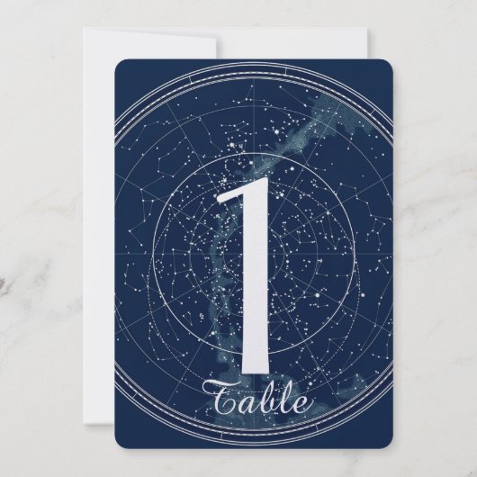 星座の夜空のウェディングテーブルナンバー 招待状 (裏面)