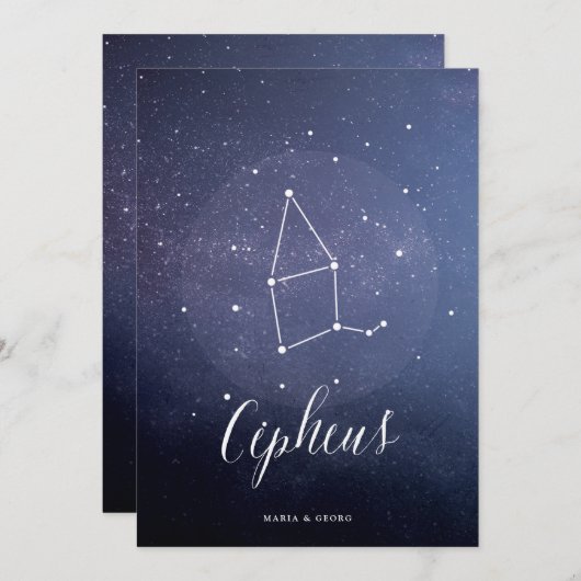 星座の天体テーブル番号ケフェウス 招待状 (正面/裏面)