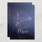 星座の天体テーブル番号魚座 招待状 (正面/裏面)