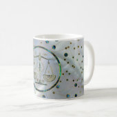 星座の天秤座の(占星術の)十二宮図の金ゴールドのアワビ コーヒーマグカップ (正面右)