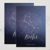 星座の星の天体テーブル番号ブーツ 招待状 (正面/裏面)