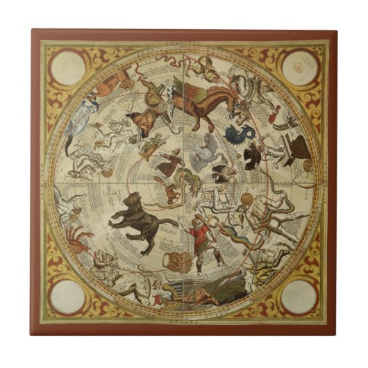 星座の星 北空 ヴィンテージ天文学 タイル (正面)