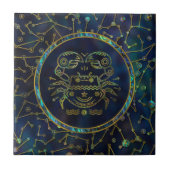 星座の蟹座の(占星術の)十二宮図の金ゴールドのアワビ タイル (正面)