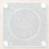 星座の蠍座の(占星術の)十二宮図の金ゴールドのアワビ ガラスコースター (裏面)