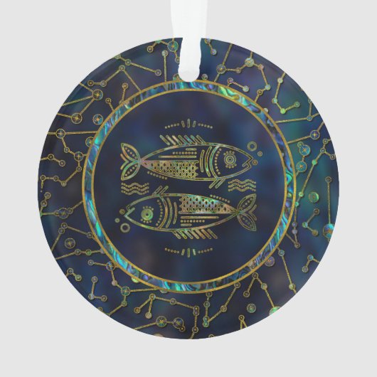 星座の魚類の(占星術の)十二宮図の金ゴールドのアワビ オーナメント (裏面)
