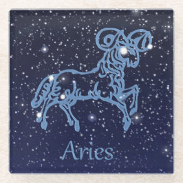星座アリエスと星々 ガラスコースター