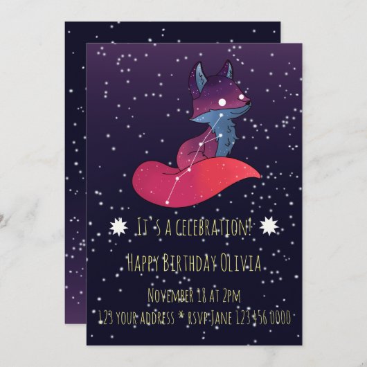 星座キツネ 招待状 (正面/裏面)