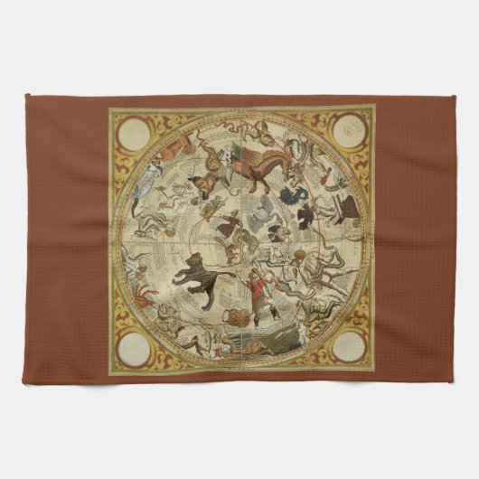 星座北天空ヴィンテージ天文学 キッチンタオル (横)