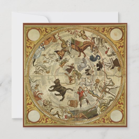 星座北天空ヴィンテージ天文学 招待状 (正面)