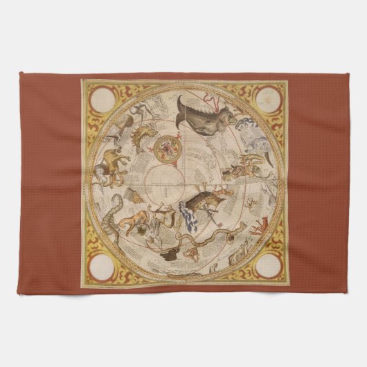 星座南天空ヴィンテージ天文学 キッチンタオル (横)