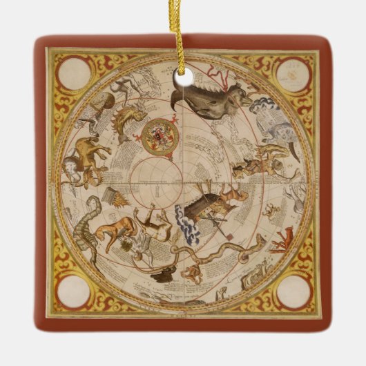 星座南天空ヴィンテージ天文学 セラミックオーナメント (正面)