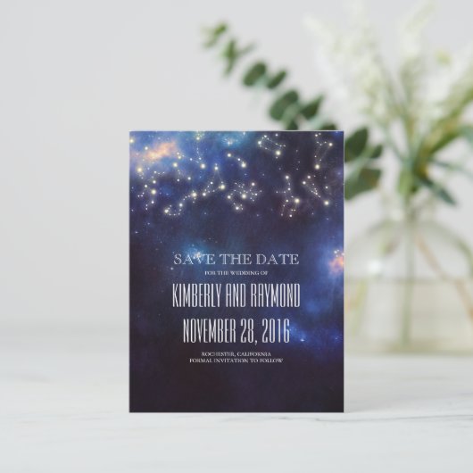 星座夜空の日付を保存 案内ポストカード (スタンド正面)