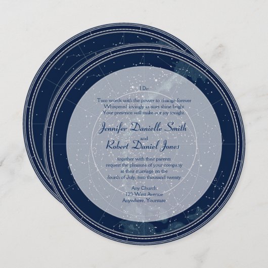 星座夜空結婚の 招待状 (正面/裏面)