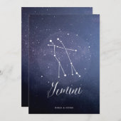 星座天体テーブル番号ジェミニ 招待状 (正面/裏面)