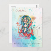 星座蟹座のファンシーな少女を象徴するカニ ポストカード (正面/裏面)