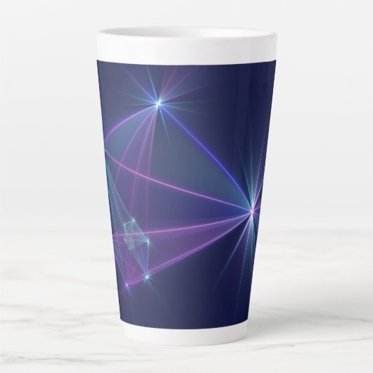星座、アブストラクト フラクタルアート カフェラテマグ (正面)