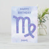 《星座》乙女座かわいらし標識カスタム星占ハッピーバースデー カード (スタンド正面)