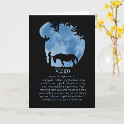 《星座》乙女座のハッピーバースデーの(占星術の)十二宮図カード カード (黄色い花)