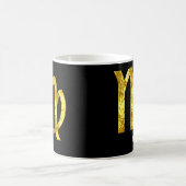 《星座》乙女座の黒い金ゴールドのマグ コーヒーマグカップ (中央)