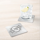 《星座》乙女座の(占星術の)十二宮図のデザインの銀 スクエアペーパーコースター (インサイチュ)