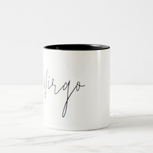 《星座》乙女座の(占星術の)十二宮図のミニマリストのマグ ツートーンマグカップ (中央)