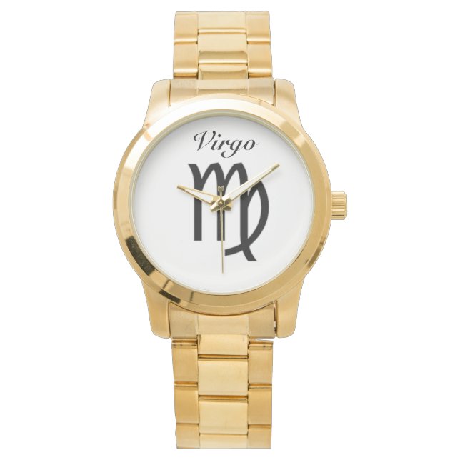 《星座》乙女座の〔占星術の〕十二宮図記号。メンズが見る。 腕時計 (正面)