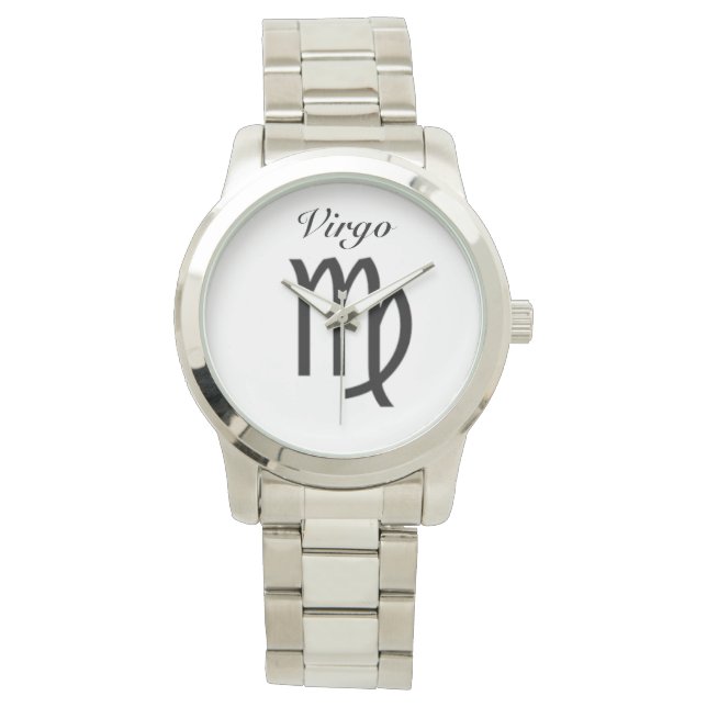 《星座》乙女座の〔占星術の〕十二宮図記号。メンズが見る。 腕時計 (正面)