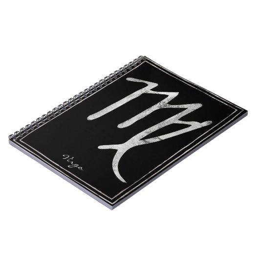 《星座》乙女座を打ち付けた銀の様式星占いのシンボル ノートブック (左側)