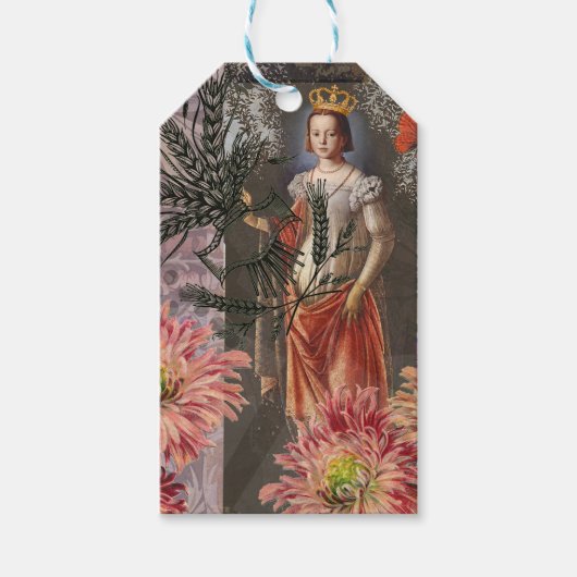 《星座》乙女座ウーマンポートレートアンティークカラフルリッチ ギフトタグ (正面)
