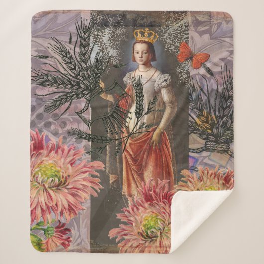 《星座》乙女座ウーマンポートレートアンティークカラフルリッチ シェルパブランケット (正面)