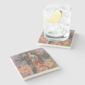 《星座》乙女座ウーマンポートレートアンティークカラフルリッチ ストーンコースター (横)