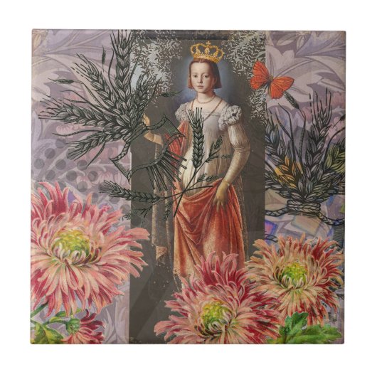 《星座》乙女座ウーマンポートレートアンティークカラフルリッチ タイル (正面)