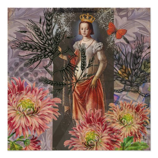 《星座》乙女座ウーマンポートレートアンティークカラフルリッチ ポスター (正面)