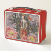 《星座》乙女座ウーマンポートレートアンティークカラフルリッチ メタルランチボックス (裏面)