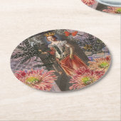 《星座》乙女座ウーマンポートレートアンティークカラフルリッチ ラウンドペーパーコースター (アングル)