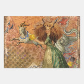 《星座》乙女座ウーマンポートレートアンティークカラフルリッチ ラッピングペーパーシート (正面2)